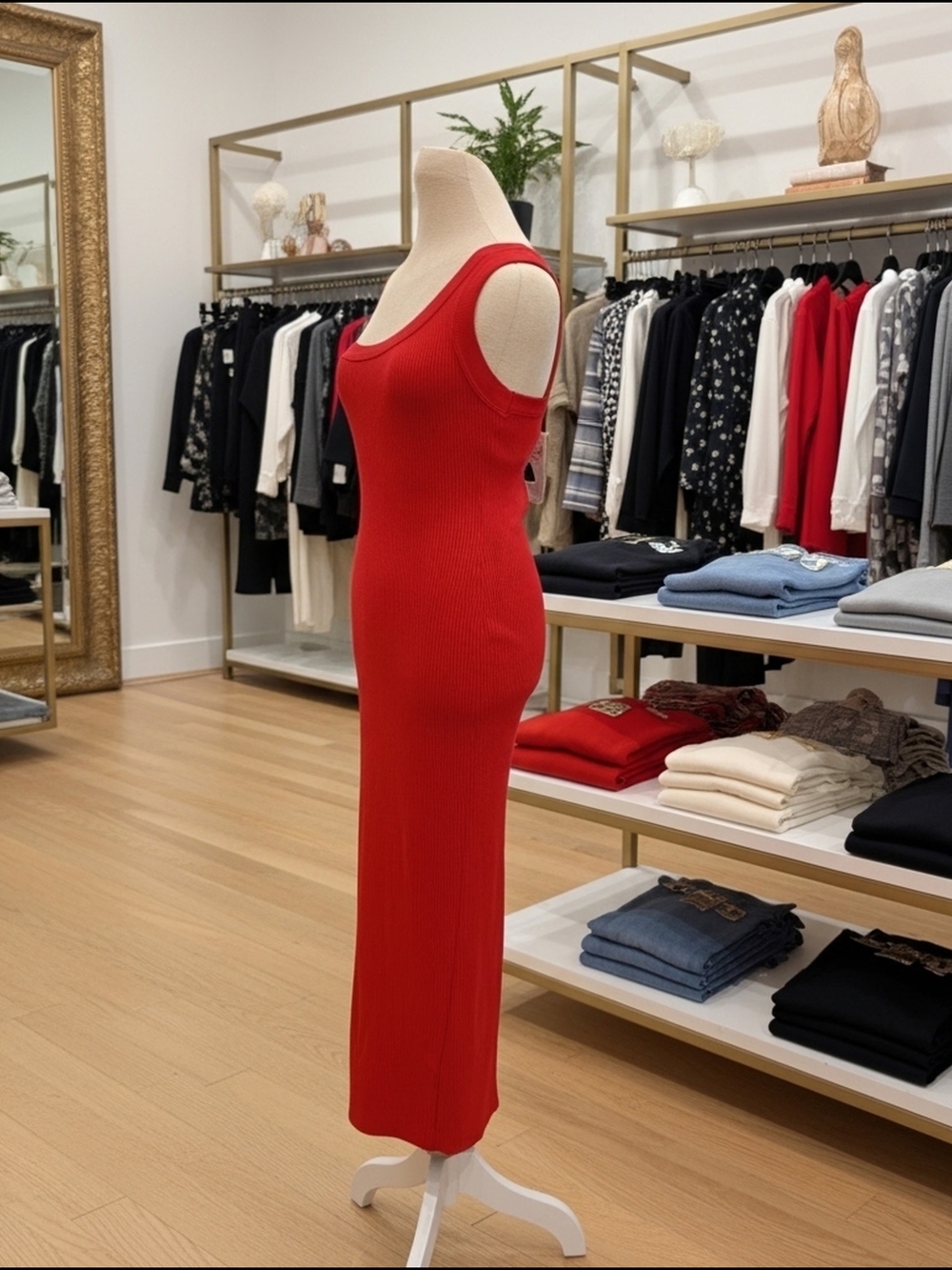 ZESICA‎ Red One Shoulder Bodycon Midi Dress Sleeveless Slit Size M - Picture 3 of 9